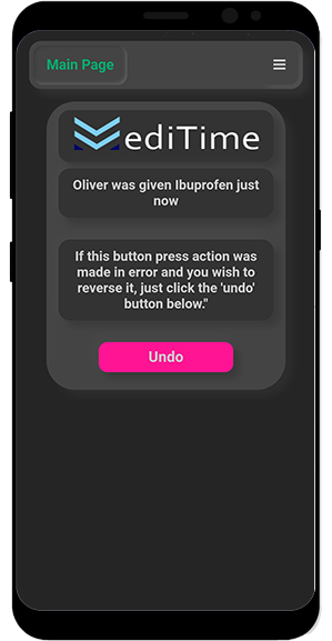 MediTime Undo Feature Dark Theme